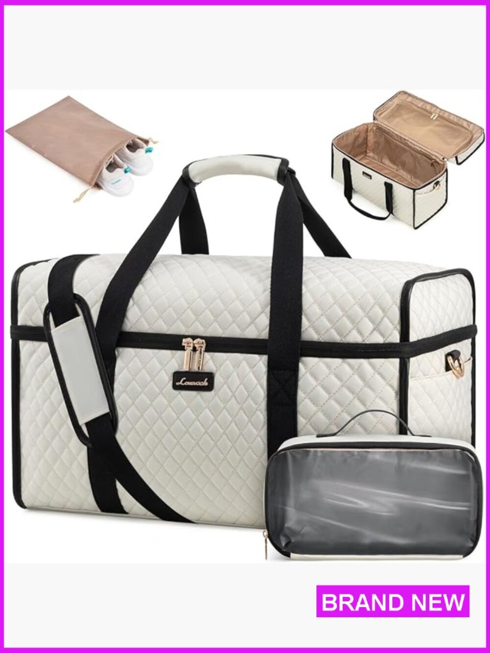 Travel Duffle Bag Weekender Overnight Carry On 3 Piece Set Toiletry Bag